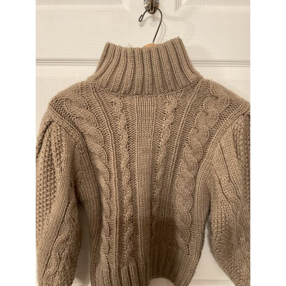 ASTR the LABEL Chunky Cable-Knit Mock Neck Brown Sweater, S - Picture 4 of 7